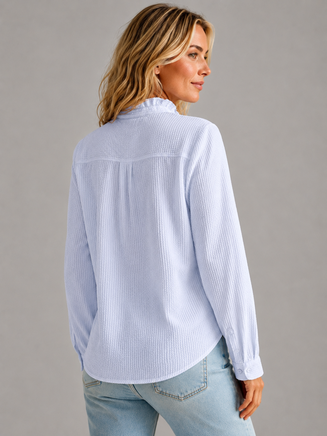 Blouse Women's Relaxed Fit with Ruffle Details - 3 - London-stylehouse.com