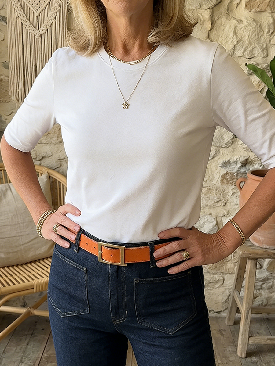 Women's Half Sleeve T-Shirt with Relaxed Fit and Timeless Style - 4 - London-stylehouse.com
