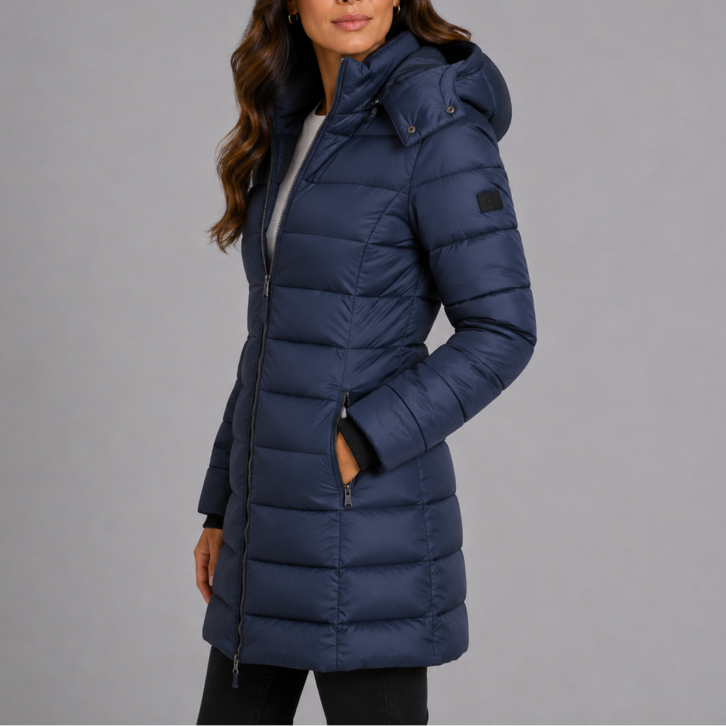 Women's Padded Coat with Hood and Zip Closure - 2 - London-stylehouse.com