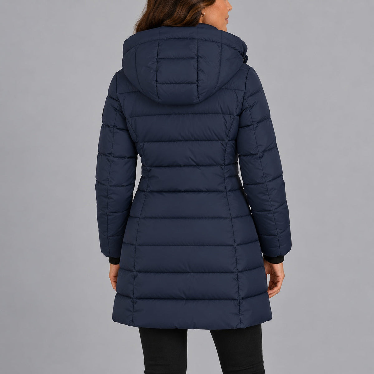 Women's Padded Coat with Hood and Zip Closure - 3 - London-stylehouse.com