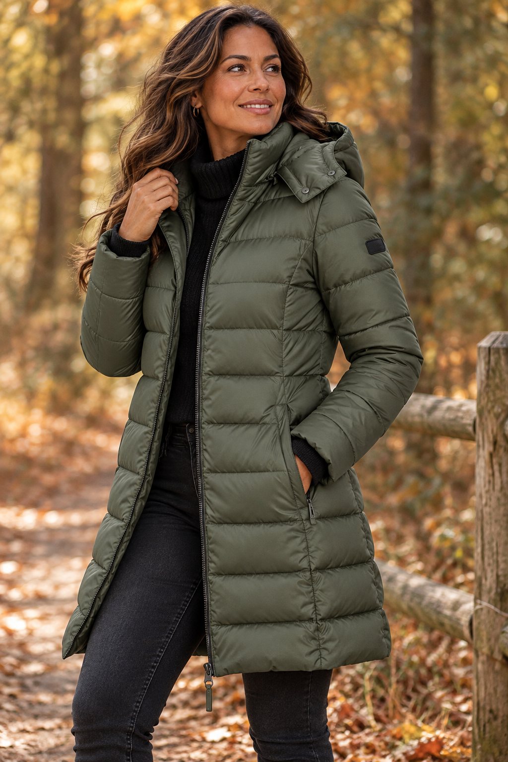 Women's Padded Coat with Hood and Zip Closure - 8 - London-stylehouse.com