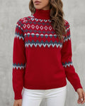 Pullover Women's High Neck with Fair Isle Pattern and Relaxed Fit - 1 - London-stylehouse.com
