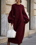 Women's Maxi Dress with Oversized Fit and Statement Balloon Sleeves - 1 - London-stylehouse.com