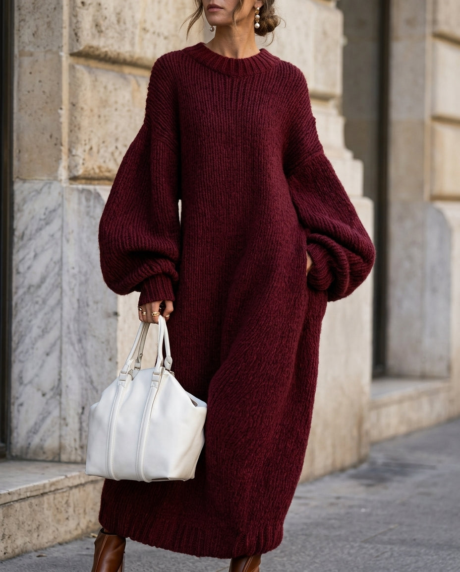 Women's Maxi Dress with Oversized Fit and Statement Balloon Sleeves - 1 - London-stylehouse.com