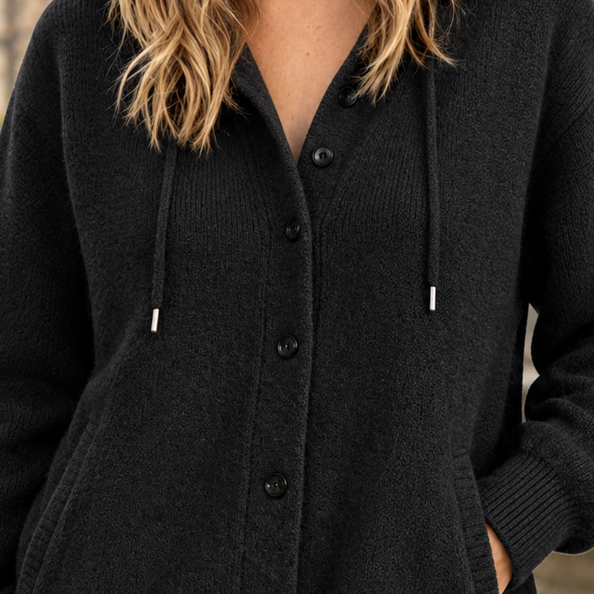 Women's Cardigan with Hood and Button Fastening for Casual Comfort - 2 - London-stylehouse.com