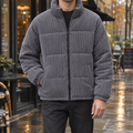 Men's Padded Jacket with Stand Collar and Zip Closure - 1 - London-stylehouse.com