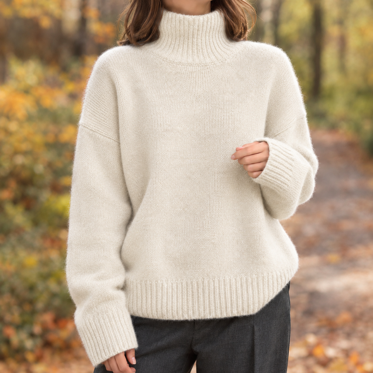 Women's Pullover with High Collar and Relaxed Fit - 3 - London-stylehouse.com
