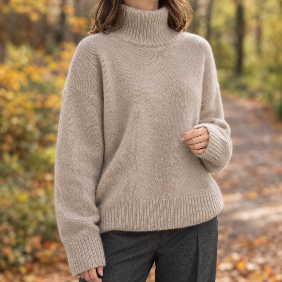 Women's Pullover with High Collar and Relaxed Fit - 4 - London-stylehouse.com