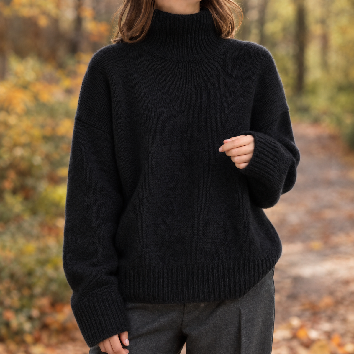 Women's Pullover with High Collar and Relaxed Fit - 5 - London-stylehouse.com
