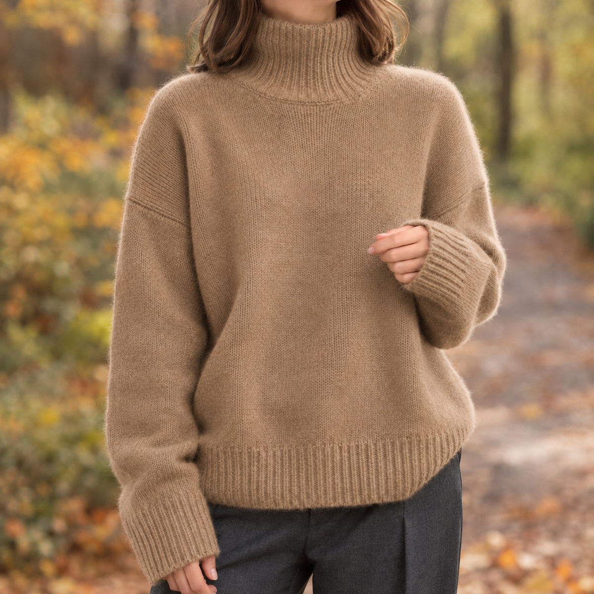 Women's Pullover with High Collar and Relaxed Fit - 6 - London-stylehouse.com