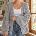 Women's Cardigan in Relaxed Fit with Balloon Sleeves - 1 - London-stylehouse.com