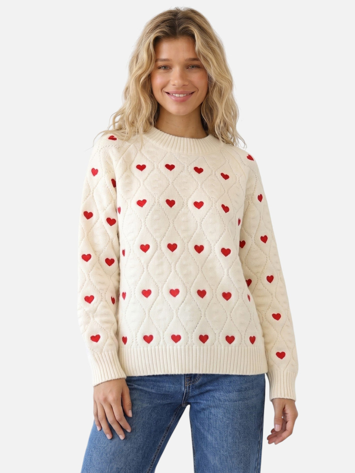 Women's Pullover with Heart Motif and Classic Fit - 1 - London-stylehouse.com