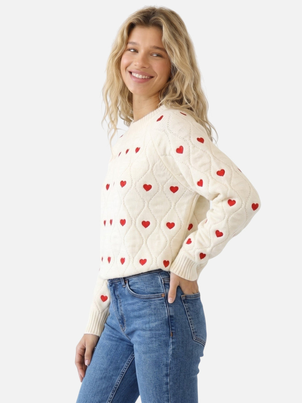 Women's Pullover with Heart Motif and Classic Fit - 2 - London-stylehouse.com