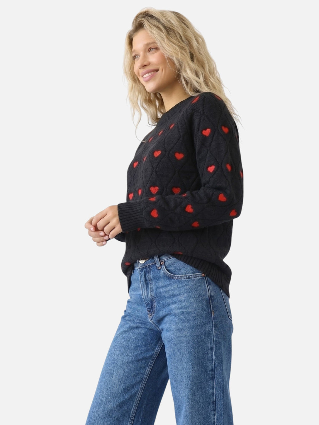 Women's Pullover with Heart Motif and Classic Fit - 5 - London-stylehouse.com