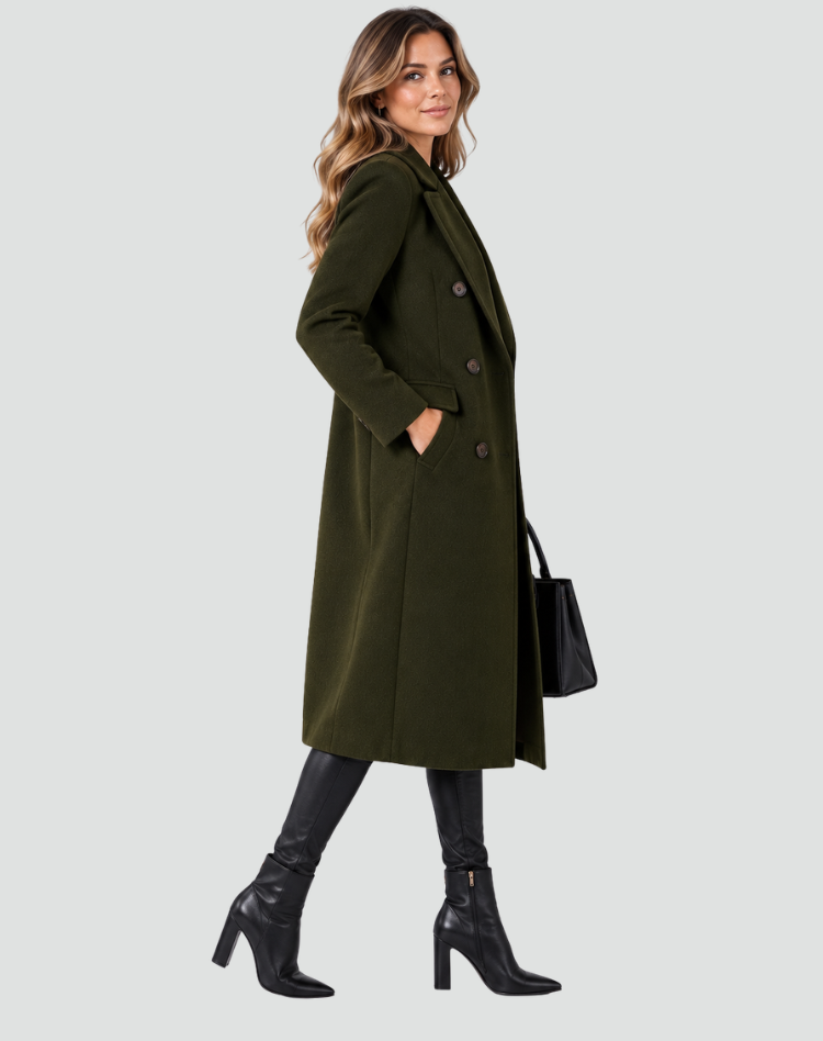 Women's Coat - Tailored Long Silhouette with Double Button Detail - 6 - London-stylehouse.com