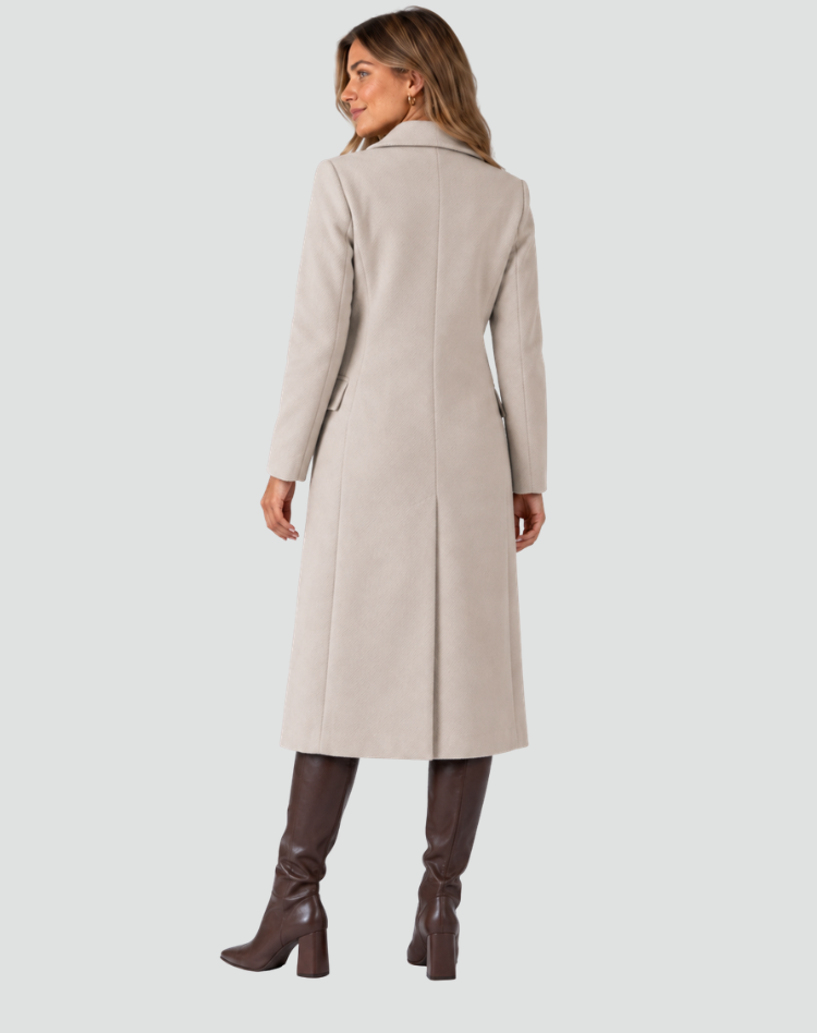 Women's Coat - Tailored Long Silhouette with Double Button Detail - 11 - London-stylehouse.com