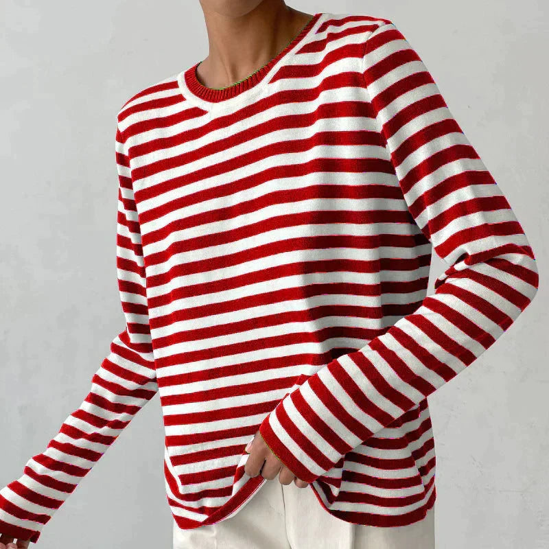 Striped Pullover Women's Long Sleeve Casual Top | L&S - 1 - London-stylehouse.com