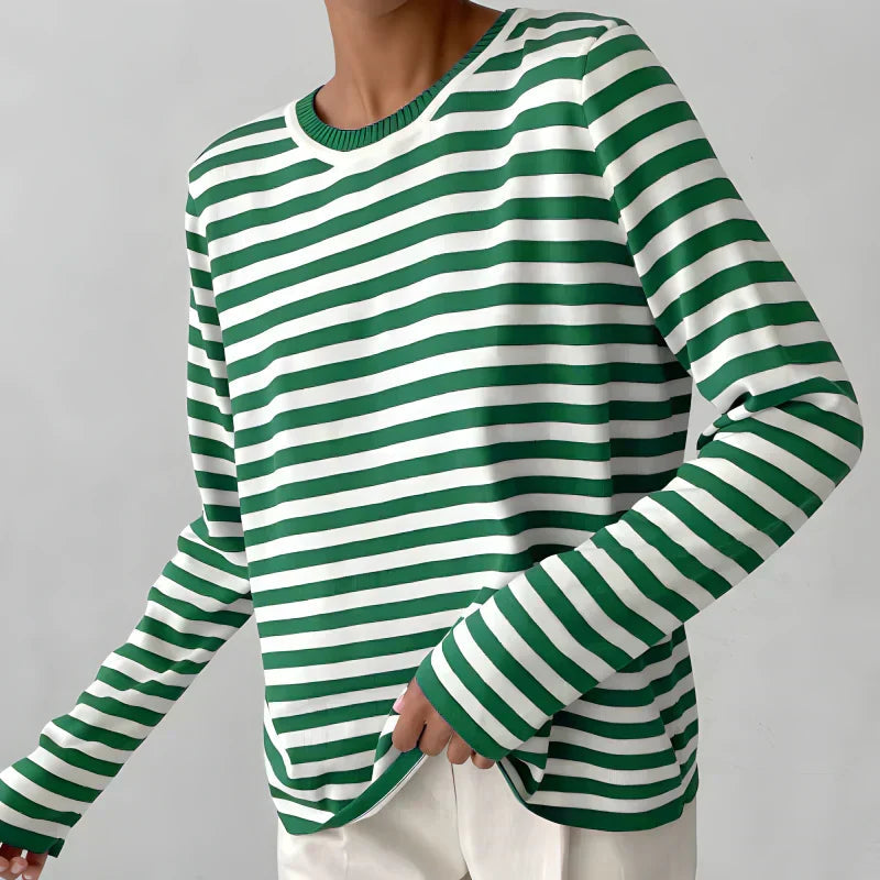 Striped Pullover Women's Long Sleeve Casual Top | L&S - 2 - London-stylehouse.com