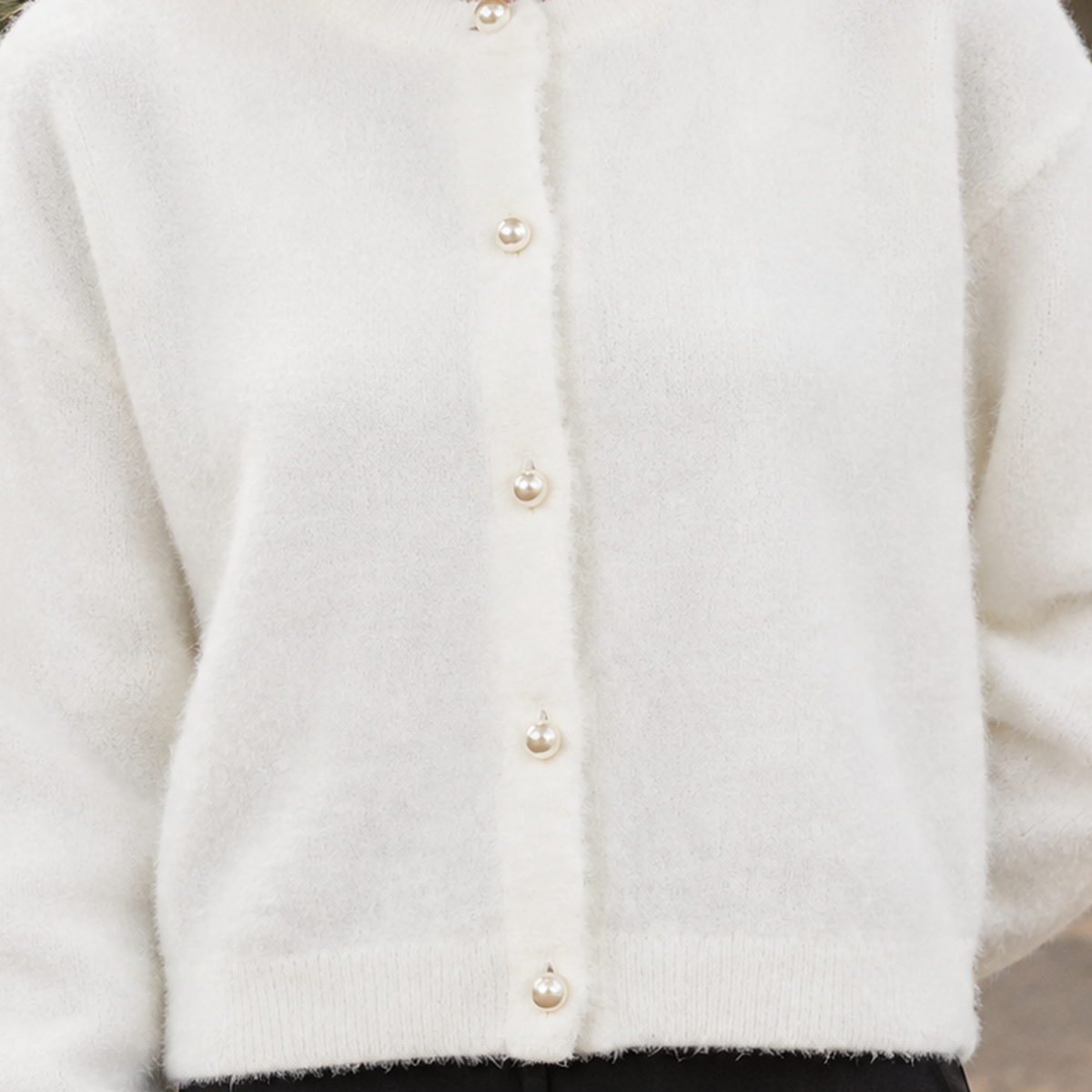 Cardigan Women's Relaxed Fit with Pearl Buttons | L&S - 2 - London-stylehouse.com