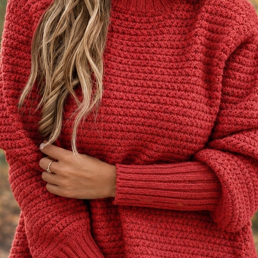 Pullover Women's Relaxed Fit with Textured Knit Design | L&S - 2 - London-stylehouse.com