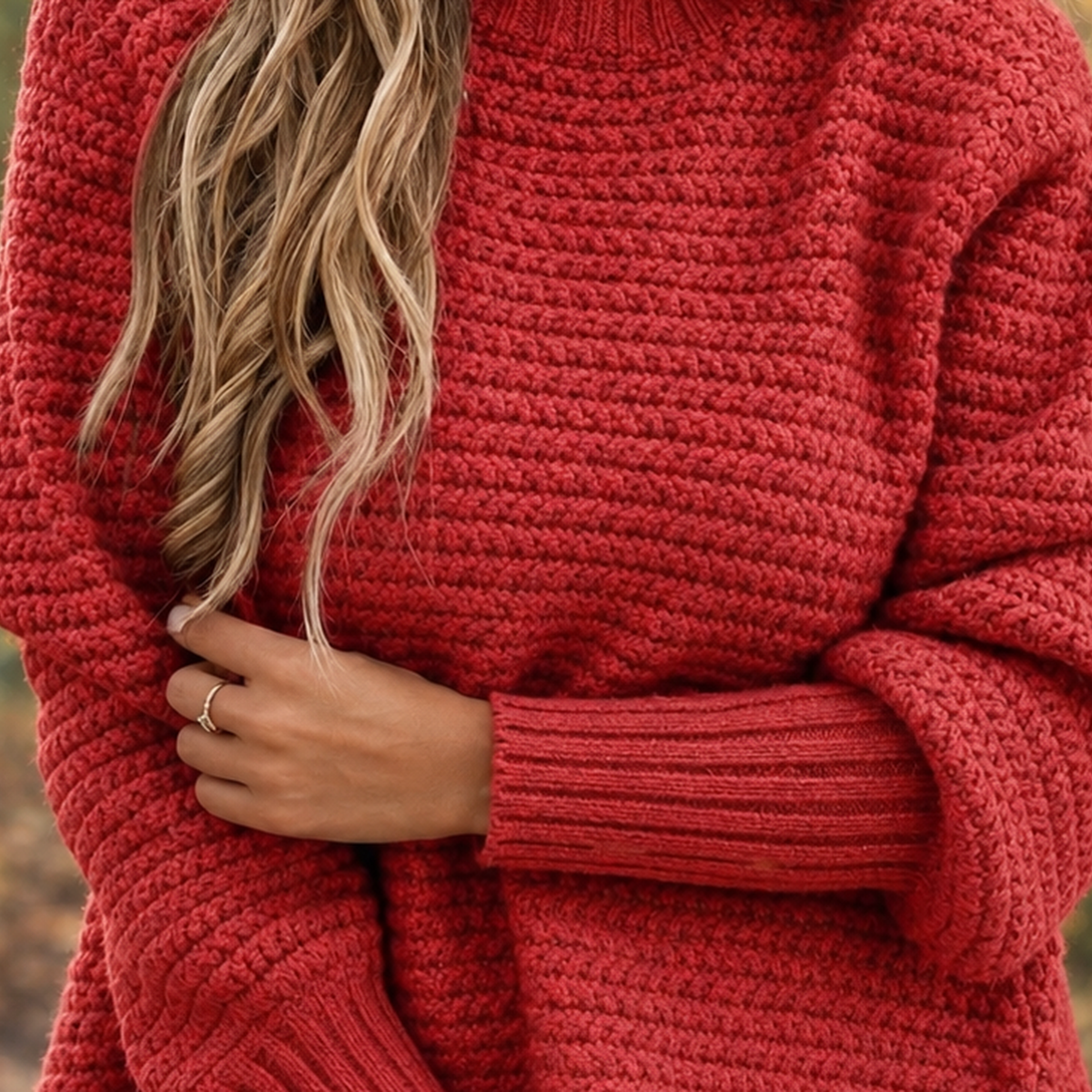 Pullover Women's Relaxed Fit with Textured Knit Design | L&S - 2 - London-stylehouse.com