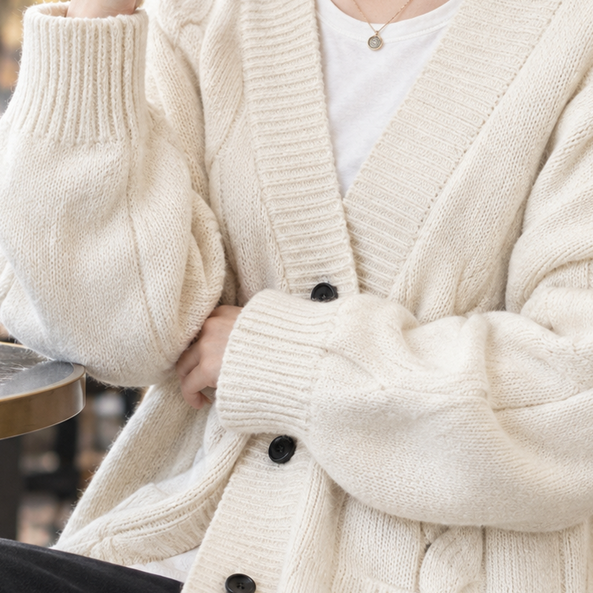 Cardigan Women’s Oversized Fit with Textured Details | L&S - 2 - London-stylehouse.com