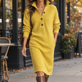 Midi Dress Women's with Button Front and Relaxed Fit - 1 - London-stylehouse.com