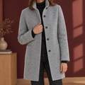 Women's Tailored Coat with Stand-Up Collar and Button Closure - 1 - London-stylehouse.com