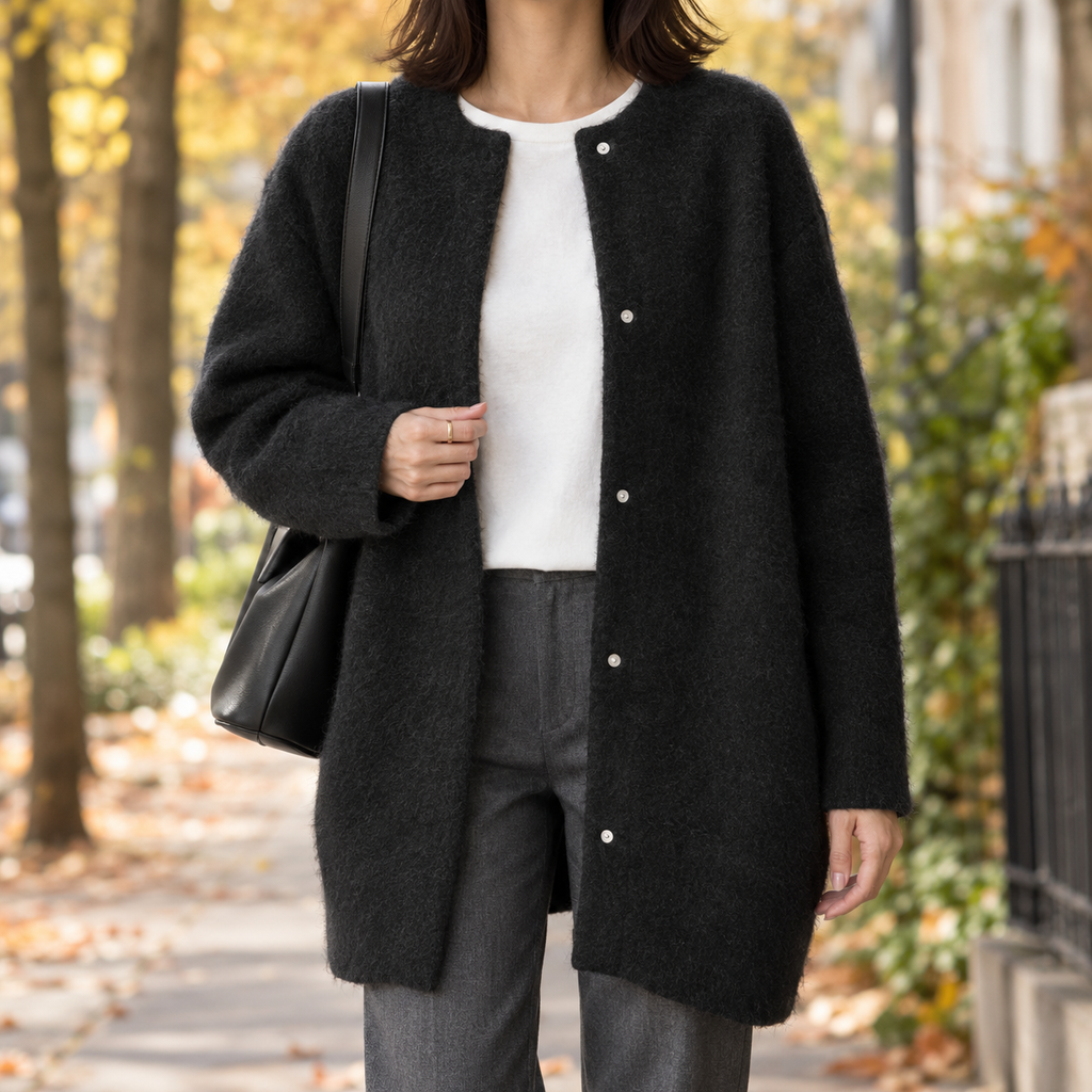 Women's Cardigan with Relaxed Fit and Button Closure - 1 - London-stylehouse.com