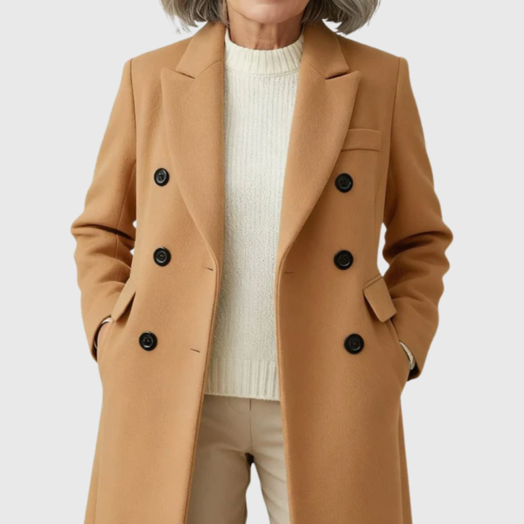 Women's Tailored Double-Breasted Coat with Elegant Detail - 8 - London-stylehouse.com