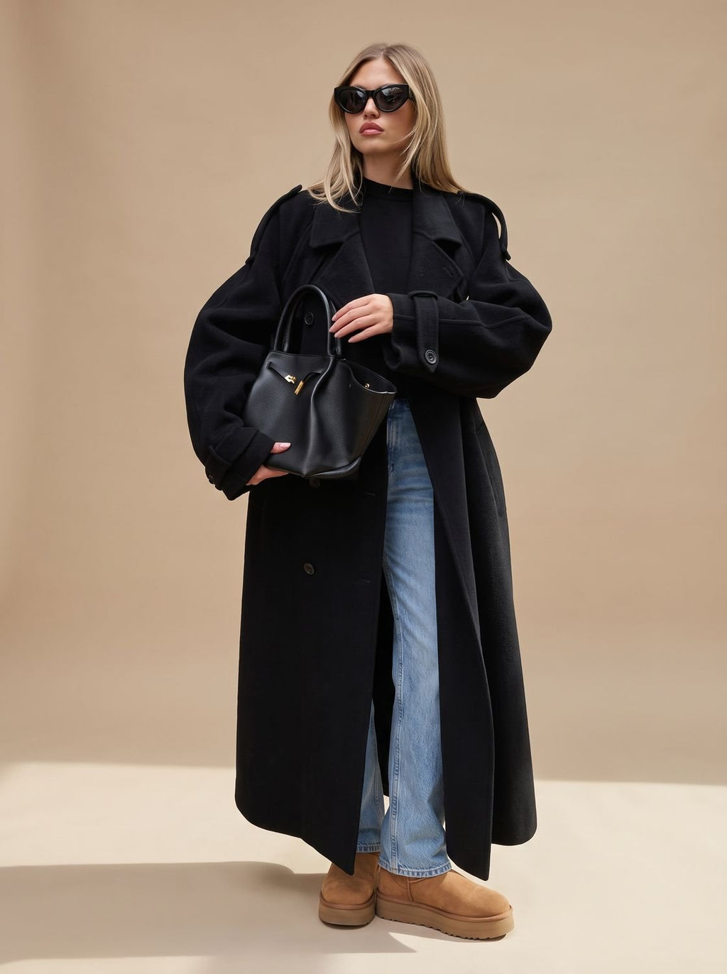 Women's Oversized Trench Coat with Belted Waist - 1 - London-stylehouse.com