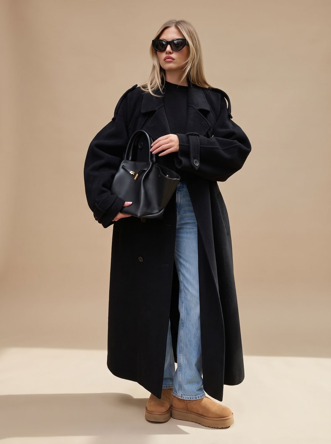 Women's Oversized Trench Coat with Belted Waist - 1 - London-stylehouse.com