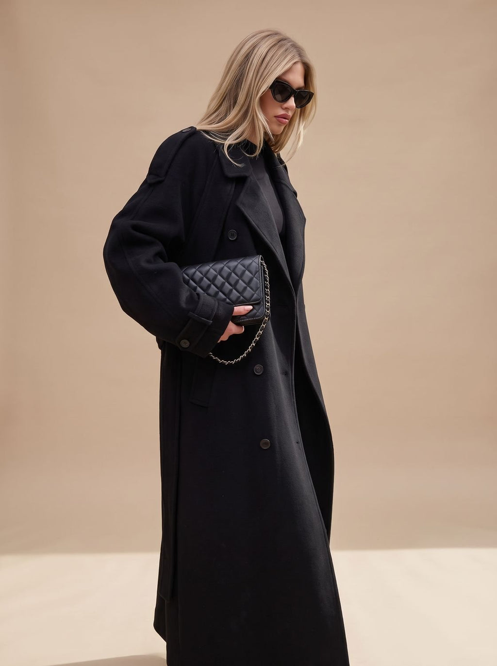 Women's Oversized Trench Coat with Belted Waist - 2 - London-stylehouse.com
