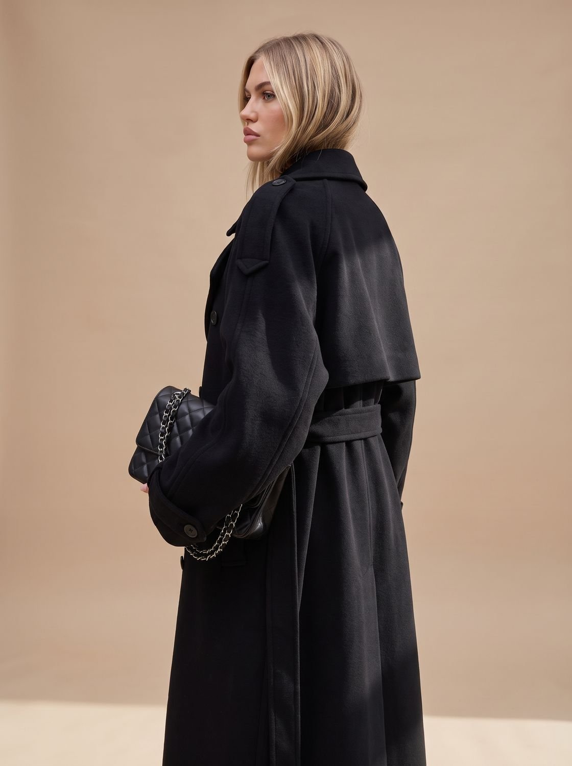 Women's Oversized Trench Coat with Belted Waist - 5 - London-stylehouse.com