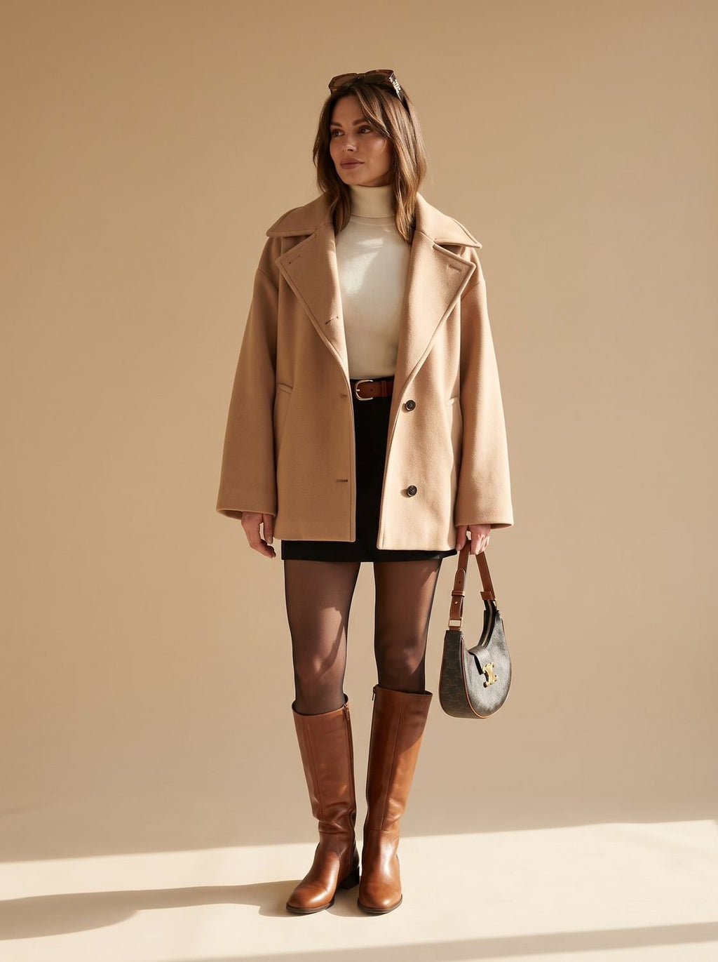 Women's Oversized Coat with Double-Breasted Button Front - 1 - London-stylehouse.com