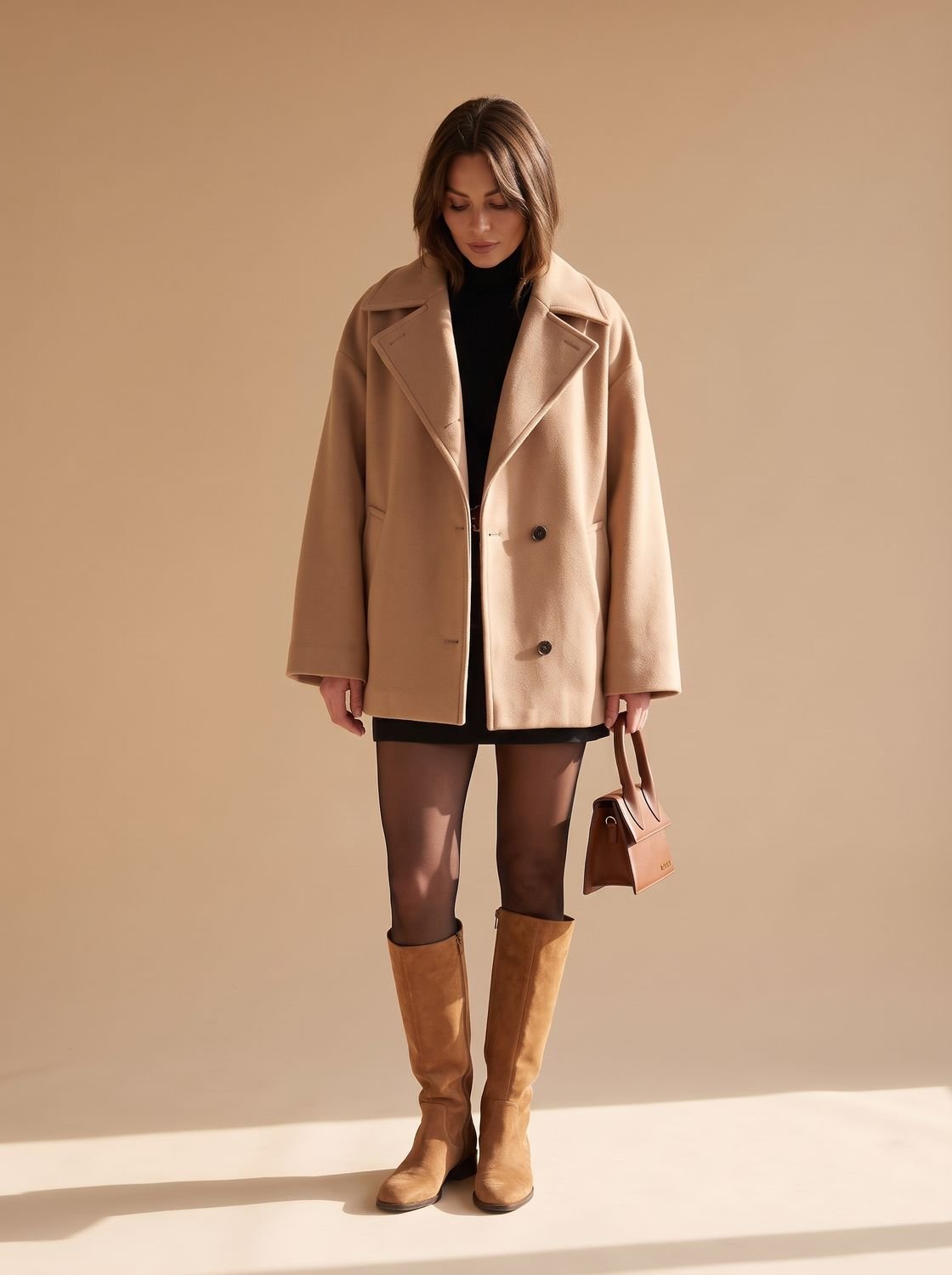 Women's Oversized Coat with Double-Breasted Button Front - 7 - London-stylehouse.com