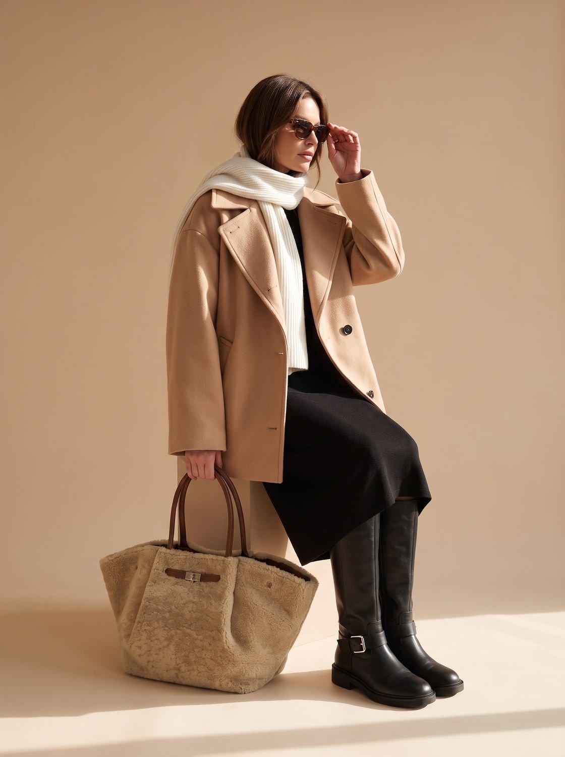 Women's Oversized Coat with Double-Breasted Button Front - 9 - London-stylehouse.com