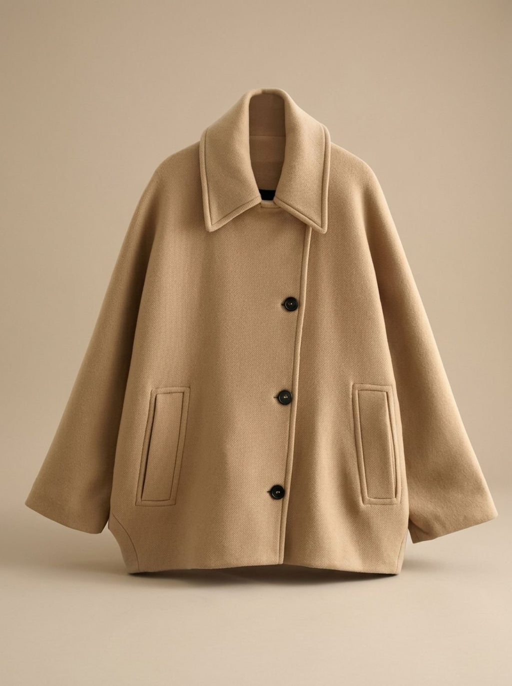 Women's Oversized Coat with Double-Breasted Button Front - 13 - London-stylehouse.com