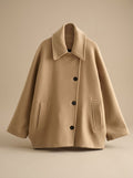 Women's Oversized Coat with Double-Breasted Button Front - 13 - London-stylehouse.com
