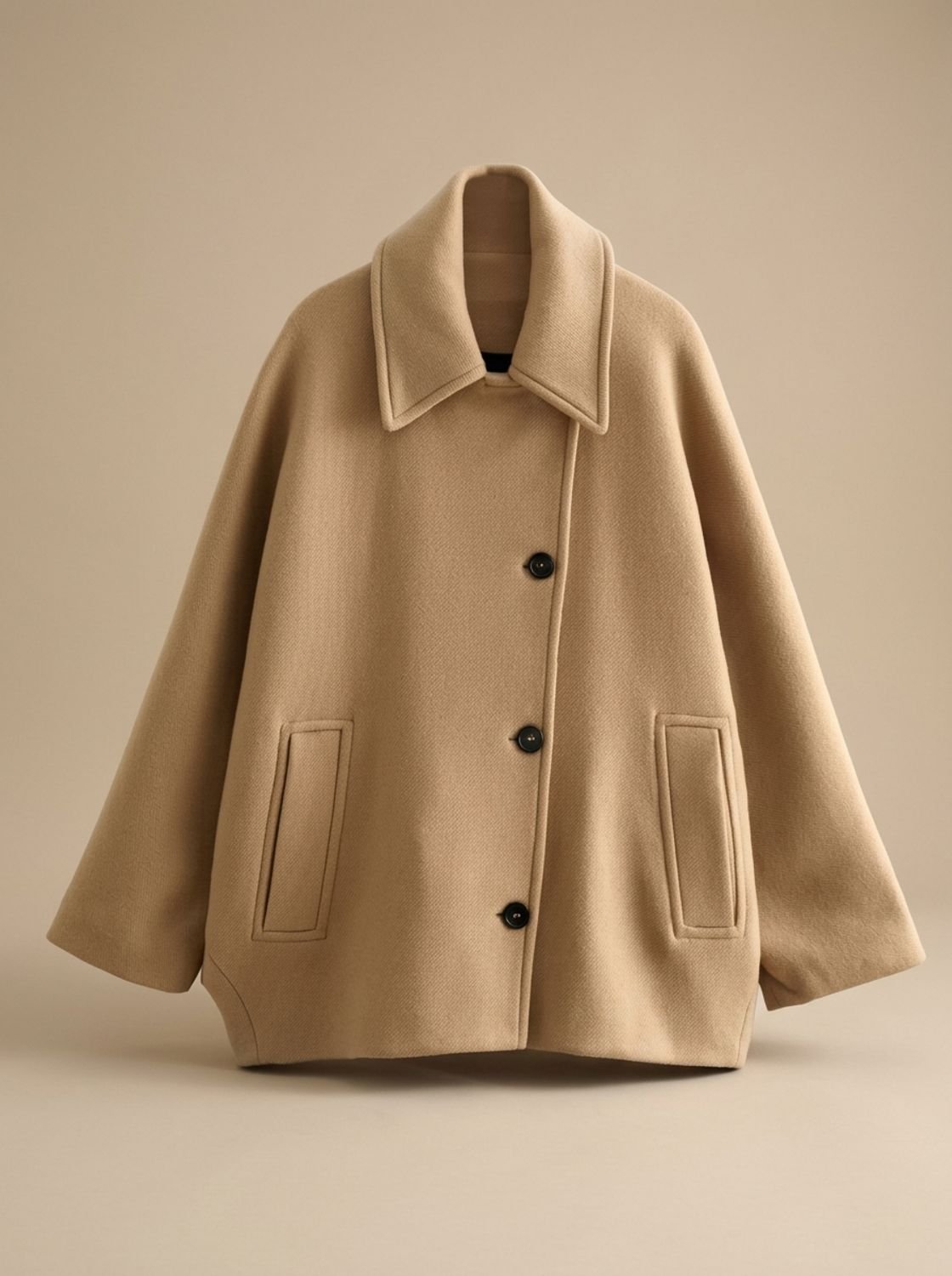 Women's Oversized Coat with Double-Breasted Button Front - 13 - London-stylehouse.com