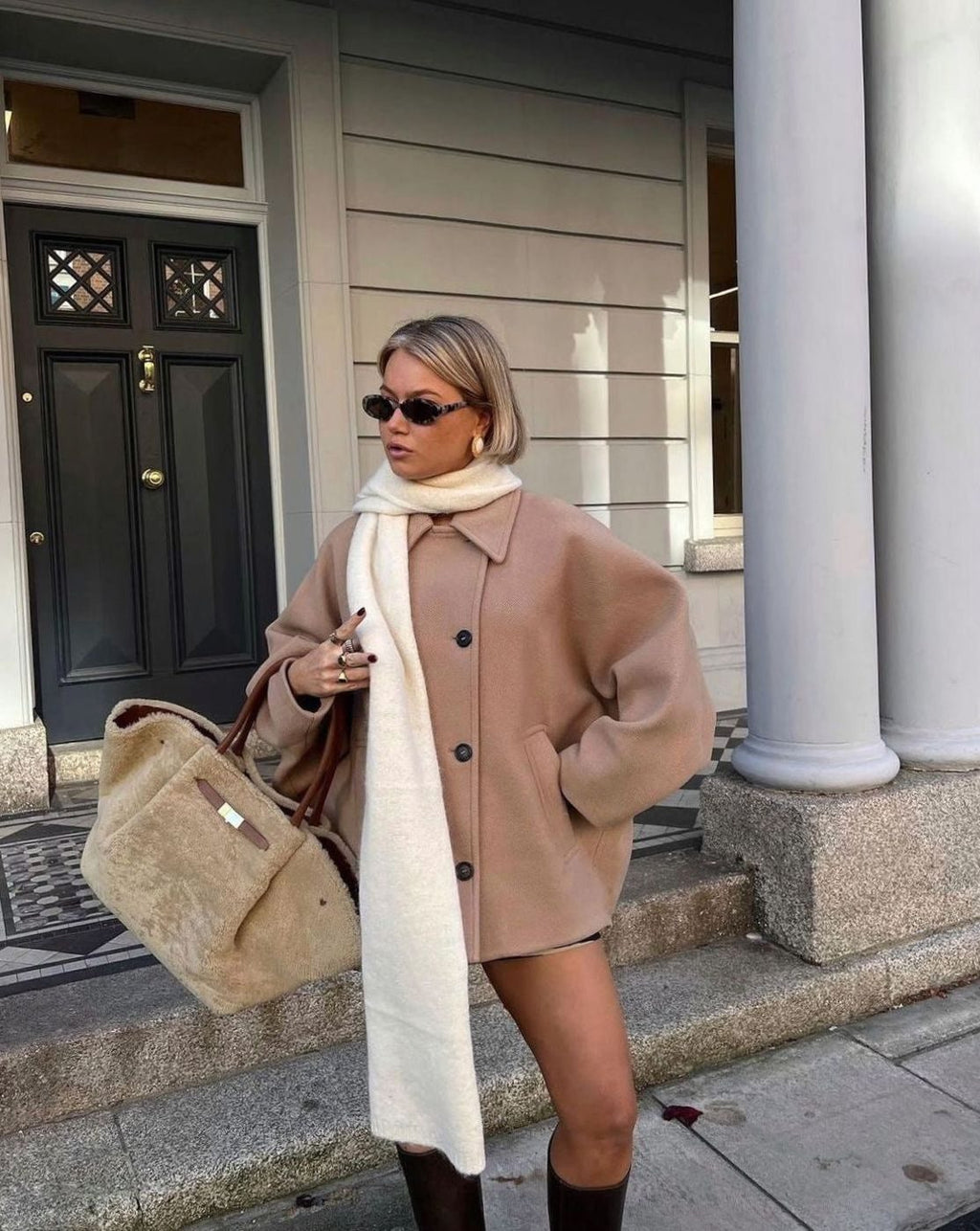 Women's Oversized Coat with Stylish Button Fastening - 8 - London-stylehouse.com