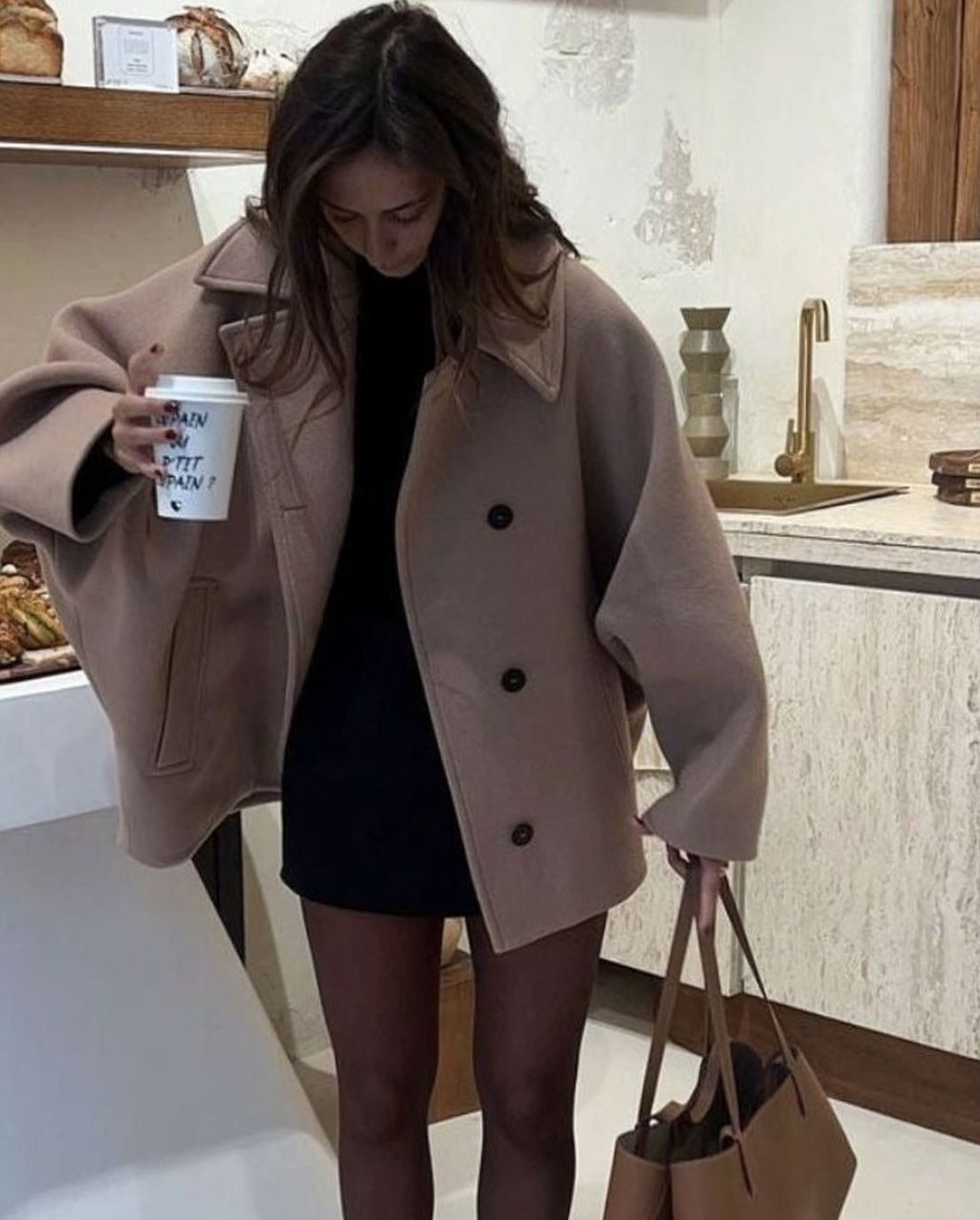 Women's Oversized Coat with Stylish Button Fastening - 9 - London-stylehouse.com