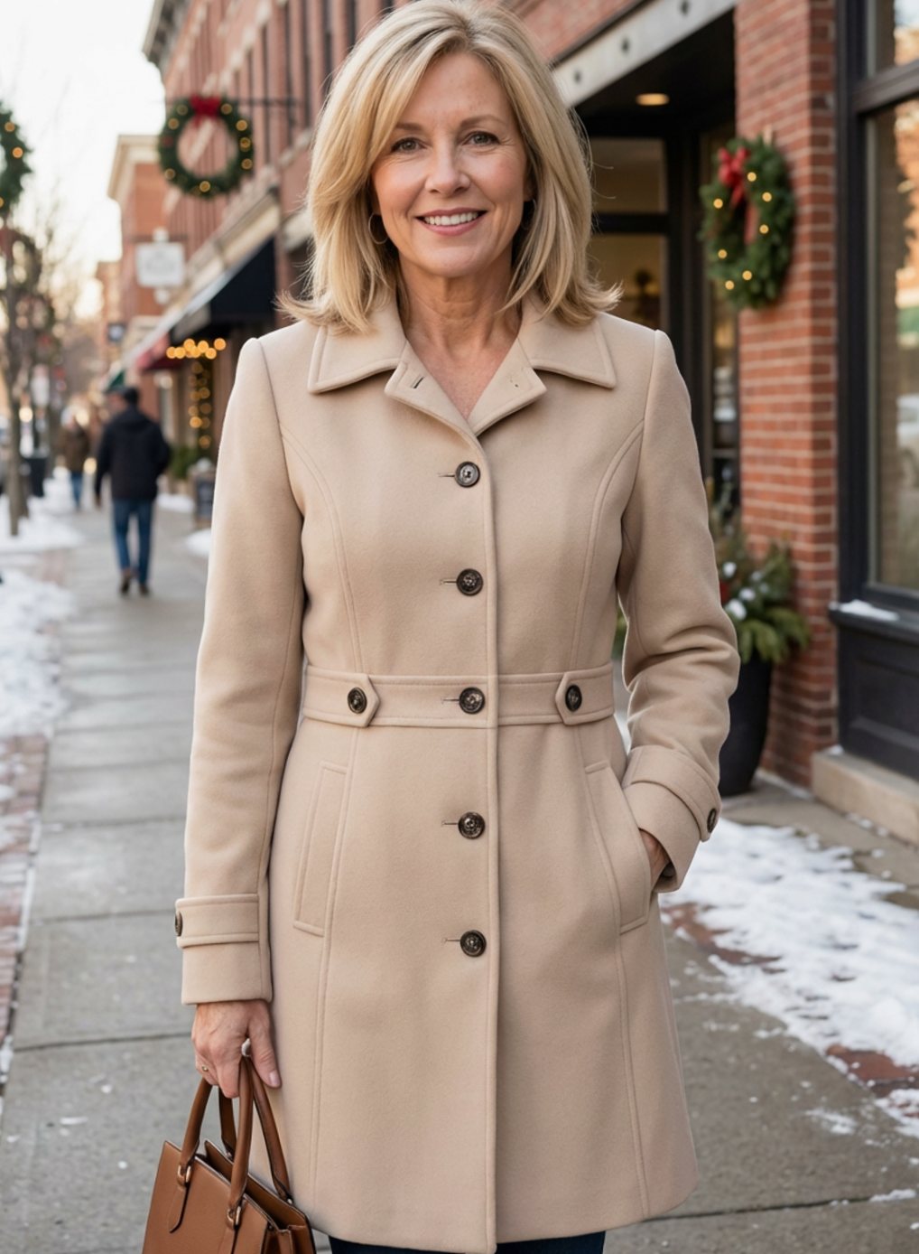 Women's Coat with Tailored Fit and Classic Button Front - 1 - London-stylehouse.com