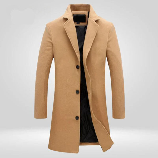 Men's Longline Coat with Notched Collar and Tailored Fit - 1 - London-stylehouse.com