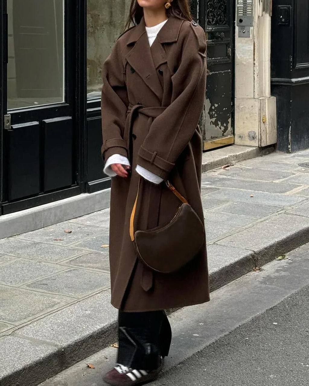 Women's Longline Trench Coat with Belted Waist - 3 - London-stylehouse.com