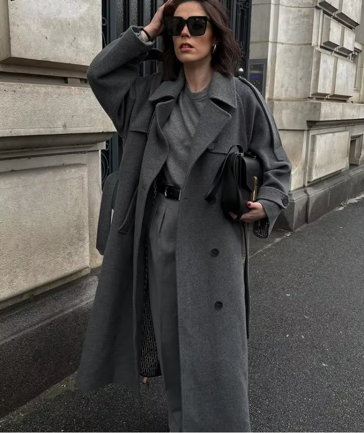 Women's Longline Trench Coat with Belted Waist - 10 - London-stylehouse.com
