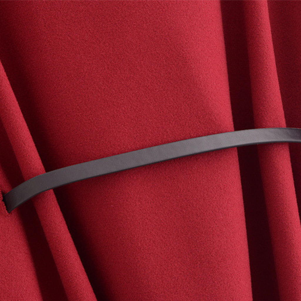 Women's Coat with Elegant Cape Design and Waist Belt - 5 - London-stylehouse.com