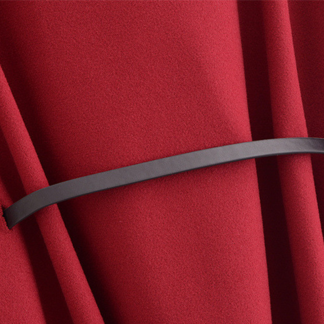 Women's Coat with Elegant Cape Design and Waist Belt - 5 - London-stylehouse.com