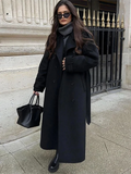 Women's Long Coat with Tailored Fit and Elegant Belt - 1 - London-stylehouse.com