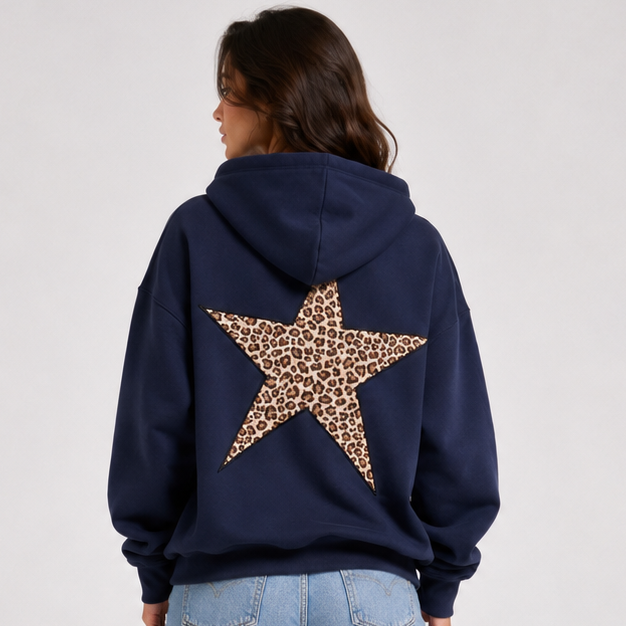 Casual Women's Hoodie with Eye-Catching Star Print - 1 - London-stylehouse.com